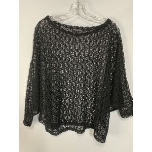 Mechant Women's Fishnet Overlay Top In Black Size M